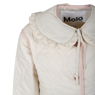 Shop Molo Ivory Down Jacket For Girl