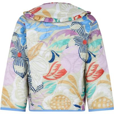 Shop Molo Multicolor Down Jacket For Girl