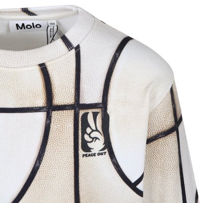 Shop Molo Multicolor Monti Sweatshirt For Boy With Graphic Print In Ivory