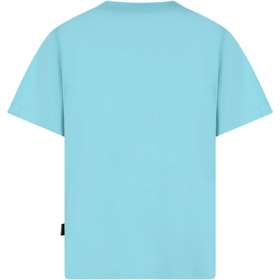 Shop Molo Sky Blue T-shirt Riley For Boy With Dinosaurs In Light Blue