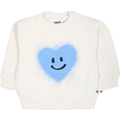 Shop Molo White Sweatshirt For Baby Kids With Heart.