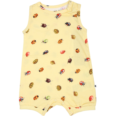 Shop Molo Yellow Romper For Baby Kids With Ladybugs