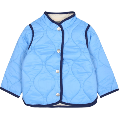 Shop Molo Light Blue Down Jacket Harrie For Baby Boy