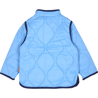 Shop Molo Light Blue Down Jacket Harrie For Baby Boy
