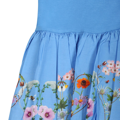 Shop Molo Light Blue Casual Carin Dress For Baby Girl With A Floral Pattern