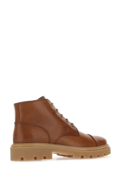 Shop Tod's Man Brown Leather Ankle Boots