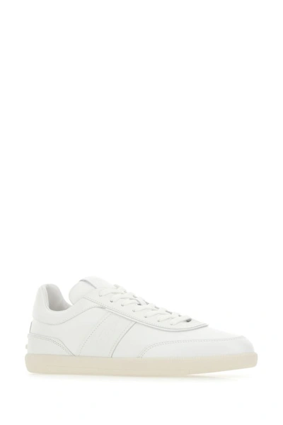 Shop Tod's Man White Leather Tabs Sneakers