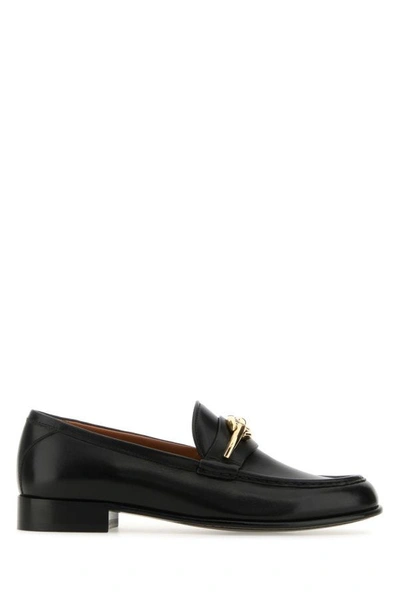 Shop Valentino Garavani Woman Black Leather Vlogo The Bold Edition Loafers