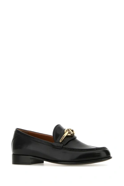 Shop Valentino Garavani Woman Black Leather Vlogo The Bold Edition Loafers