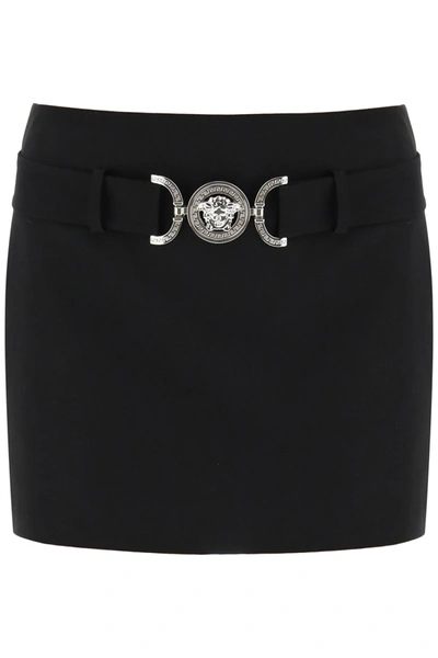 Shop Versace Medusa Buckle Mini Skirt Women In Black