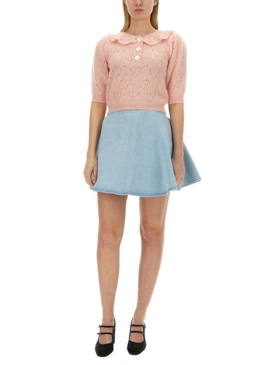Shop Alessandra Rich "hearts" Jersey In Pink