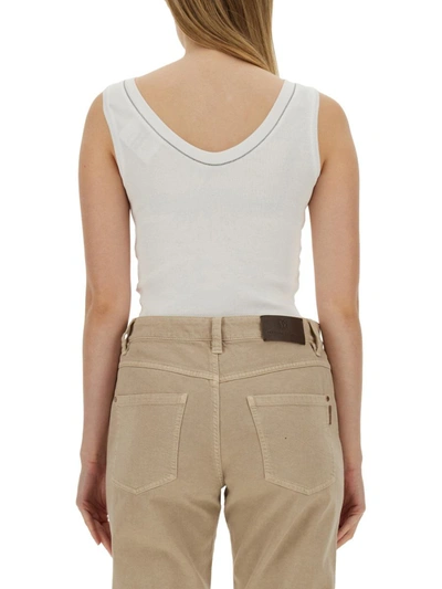 Shop Brunello Cucinelli Tops In Cot In White