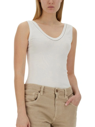 Shop Brunello Cucinelli Tops In Cot In White