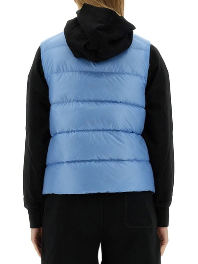 Shop Canada Goose Padded Vest With Logo In Azure