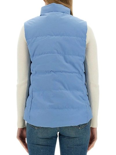 Shop Canada Goose Padded Vest With Logo In Azure