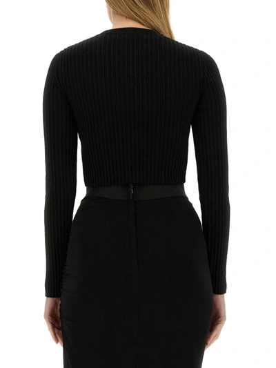 Dolce & Gabbana Ribbed Crop Button-front Cardigan In Black