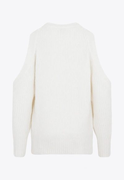 Shop Ganni Chunky Knit Sweater In White