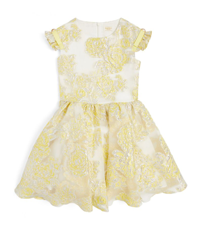 Shop David Charles Floral Jacquard Dress (8-16 Years) In Yellow