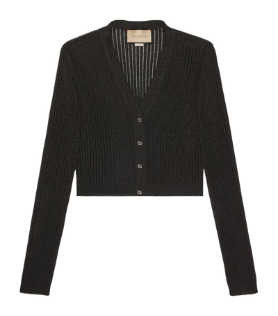 Shop Gucci V-neck Cropped Cardigan In Black