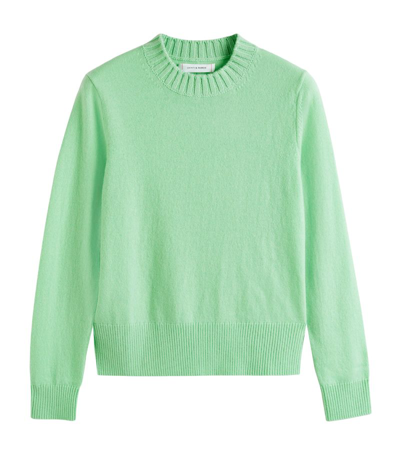 Shop Chinti & Parker Wool-cashmere Cropped Sporty Sweater In Green