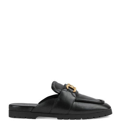 Shop Gucci Leather Lug-sole Horsebit Loafers In Black