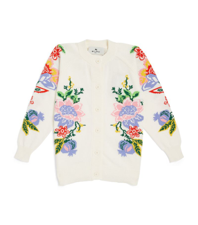 Shop Etro Kids Cotton Floral Cardigan (6-16 Years) In Multi