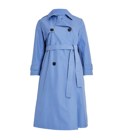 Shop Marina Rinaldi Double-breasted Trench Coat In Blue