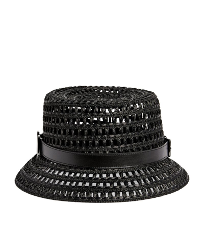 Shop Max Mara Woven Logo Bucket Hat In Black