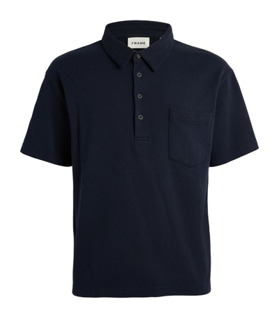 Shop Frame Cotton Polo Shirt In Navy