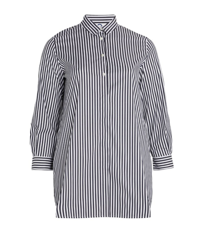 Shop Marina Rinaldi Twill Striped Tunic Shirt In White