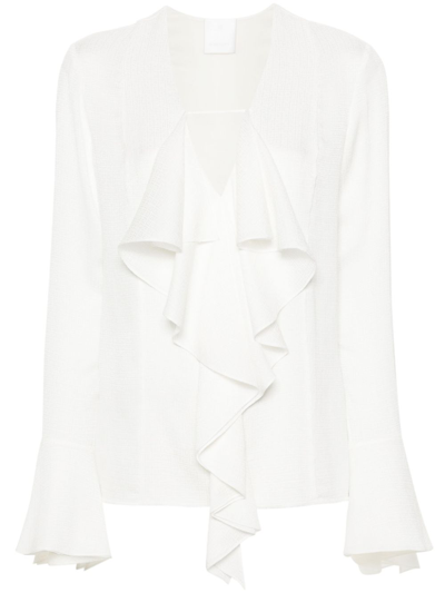 Shop Givenchy Silk Ruffled Blouse In White