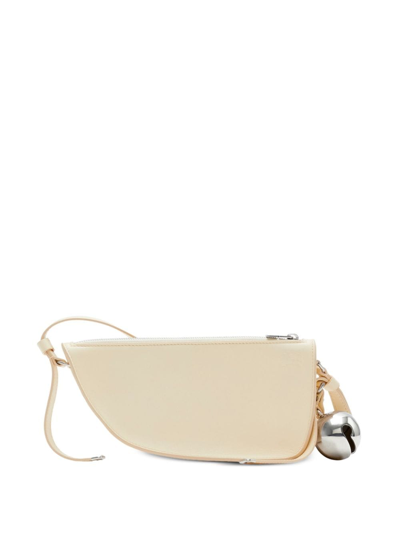 Shop Burberry Shield Mini Leather Shoulder Bag In White