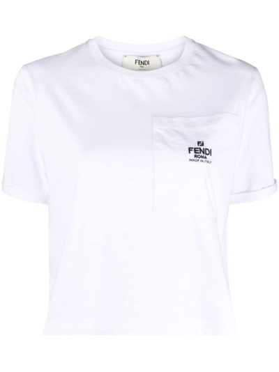 Shop Fendi Roma Cotton T-shirt In White