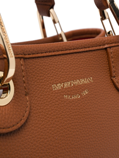 Shop Emporio Armani Small Shopping Bag In Brown