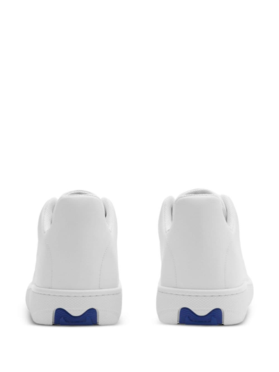 Shop Burberry Box Leather Sneakers In White