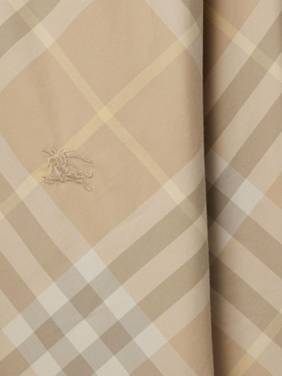 Burberry Men Beige Shirt With Button-down Collar And Check Motif In Cotton Man In Beige