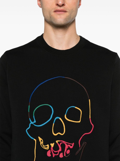 Shop Ps By Paul Smith Embroidered Skull Cotton Sweatshirt In Black
