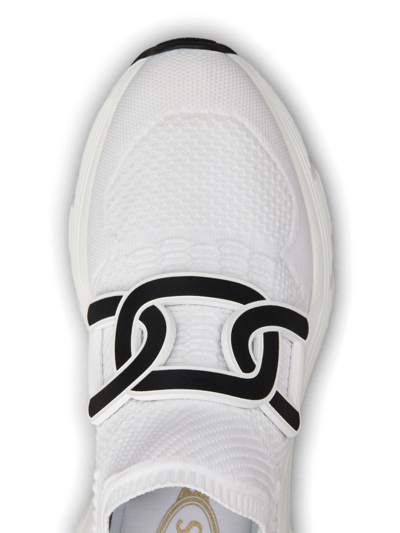 Shop Tod's Kate Knitted Sneakers In White