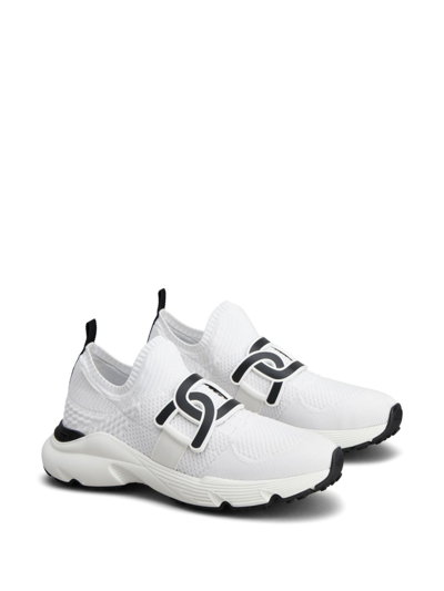 Shop Tod's Kate Knitted Sneakers In White