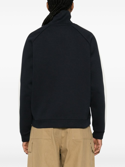 Moncler Piqué-weave Zipped Sweatshirt In Blue