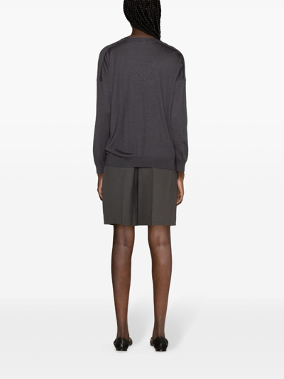 Shop Brunello Cucinelli Cashmere And Silk Blend V-necked Sweater In Grey