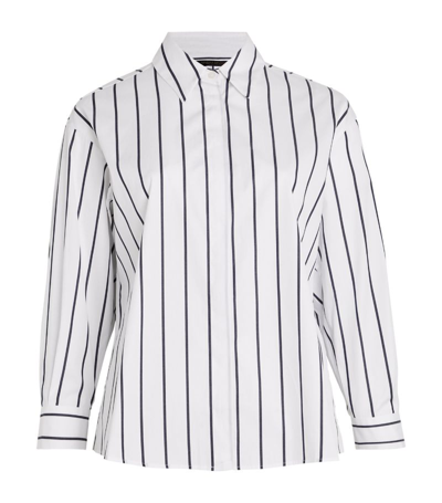Shop Marina Rinaldi Cotton Striped Shirt In White
