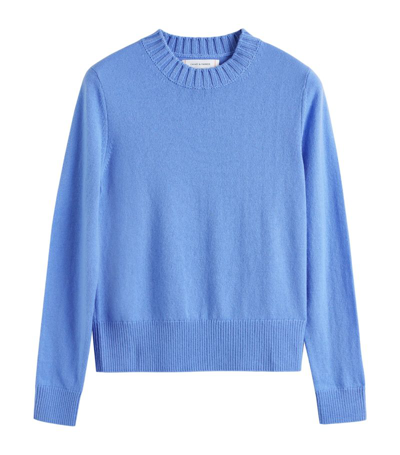 Shop Chinti & Parker Wool-cashmere Cropped Sporty Sweater In Blue