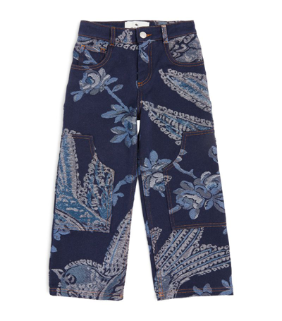 Shop Etro Printed Straight Jeans (4-16 Years) In Blue