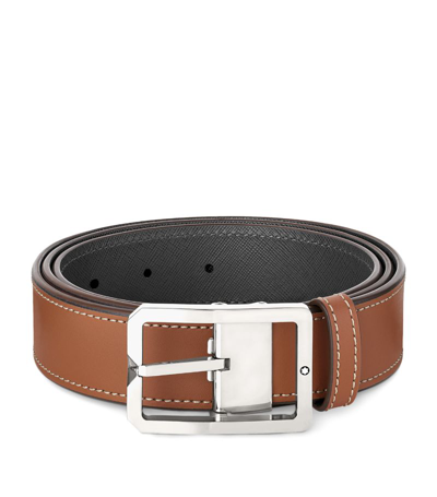 Shop Montblanc Leather Meisterstück Reversible Belt In Brown