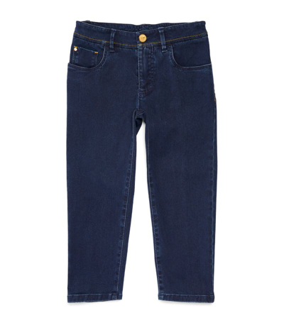 Shop Stefano Ricci Embroidered Logo Jeans (4-16 Years) In Blue