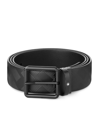 Shop Montblanc Leather Patterned Belt In Black