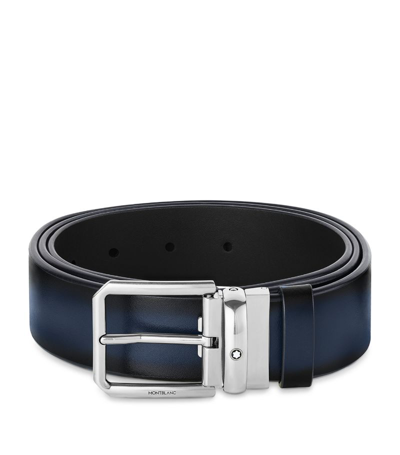 Shop Montblanc Leather Meisterstück Belt In Blue