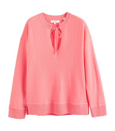 Shop Chinti & Parker Cashmere Split-neck Sweater In Pink