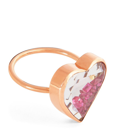 Shop Moritz Glik Rose Gold And Ruby Afago Shaker Ring